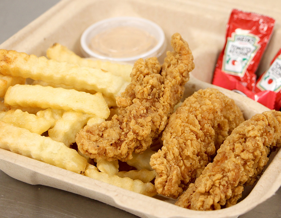 Chicken fingers and fries.