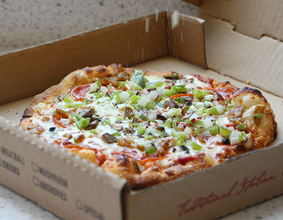 Supreme pizza in a box