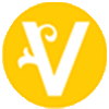 Yellow circle with V.