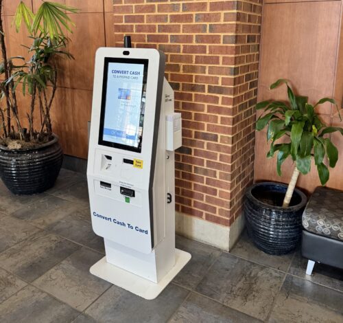 A photograph of the Ready Credit kiosk in Joe Frank Harris Commons.