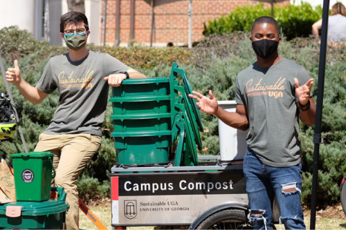 Two UGA students volunteer for UGA Sustainability and Campus Compost.