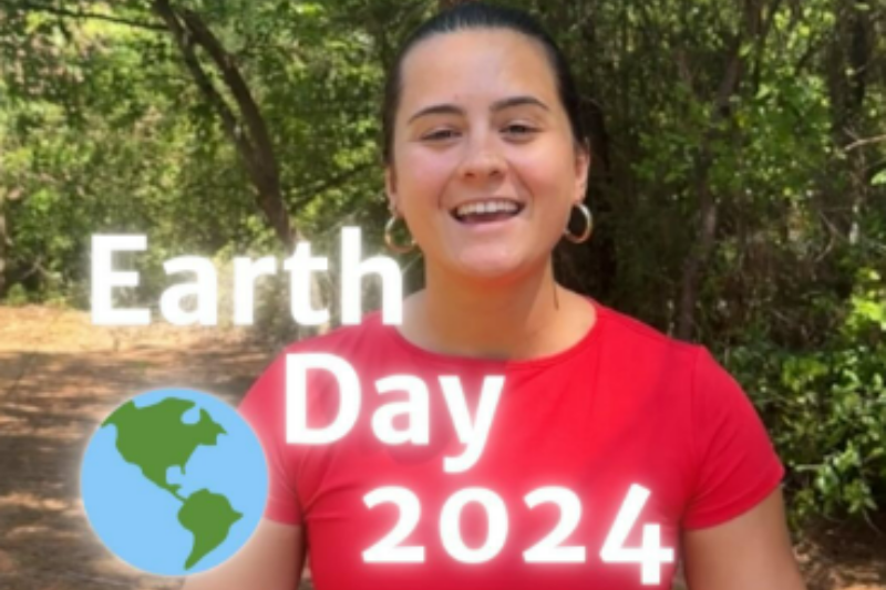 Student sharing about Earth Day at UGA