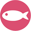 A pink circle with a fish in it.